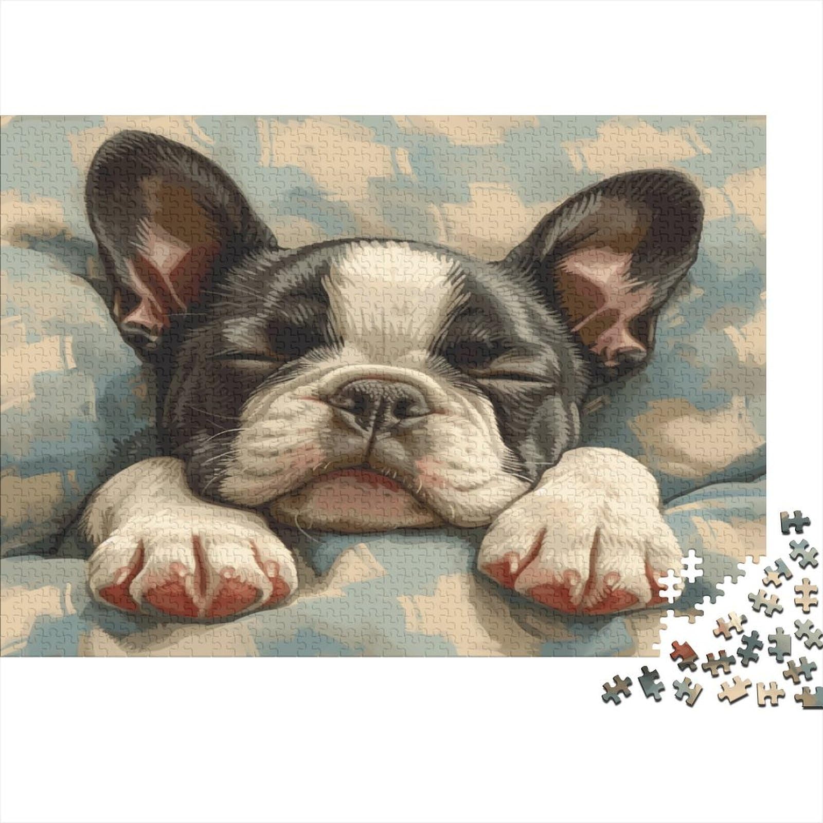 French Buldog Puzzles Puzzle 1000 elementów, Puzzle dla dorosłych, Puzzle - Wysokiej jakości nadruk 1000 sztuk (75 x 50 cm)