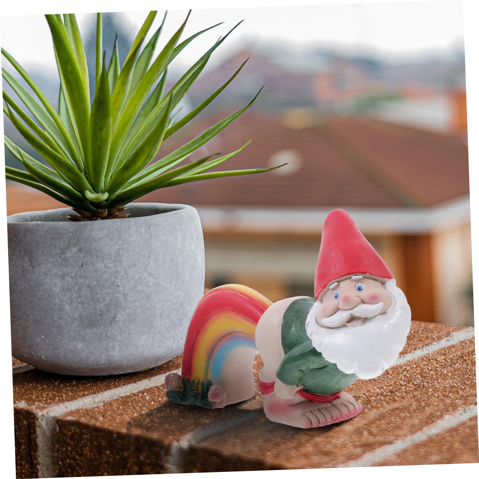 Mipcase 2 Krasnal Ogrodowy z Żywicy Figurka Dekoracyjna Stylu Tęczowym Uroczy Gnome Do Ozdoby Ogrodu i Wnętrza Idealny Halloween i Przyjęcia