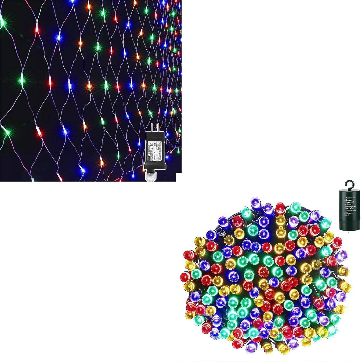 LYHOPE 12ft x 5ft 360 LED Christmas Net Lights (MultiColor) & 72ft 200