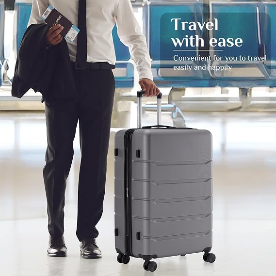 Sweetcrispy 28 Inch Checked Luggage, Suitcase with Spinner Wheels