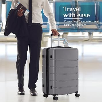 Sweetcrispy 28 Inch Checked Luggage, Suitcase with Spinner Wheels