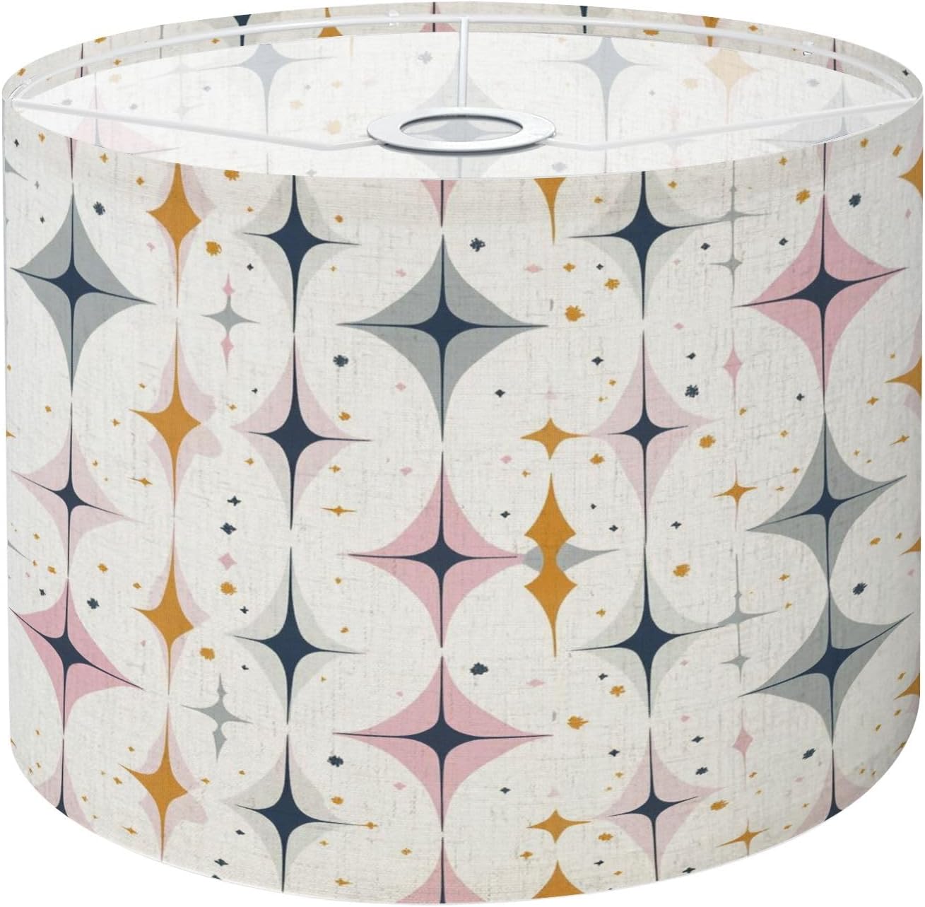 Drum Lamp Shade Atomic Starbursts Mid Century Modern Sputnik Palm Springs Abstract Lampshade for Floor Lamps Table Lamps Pendant Light 8.9"x11" Linen Lampshades Replacement Large Lamp Shade