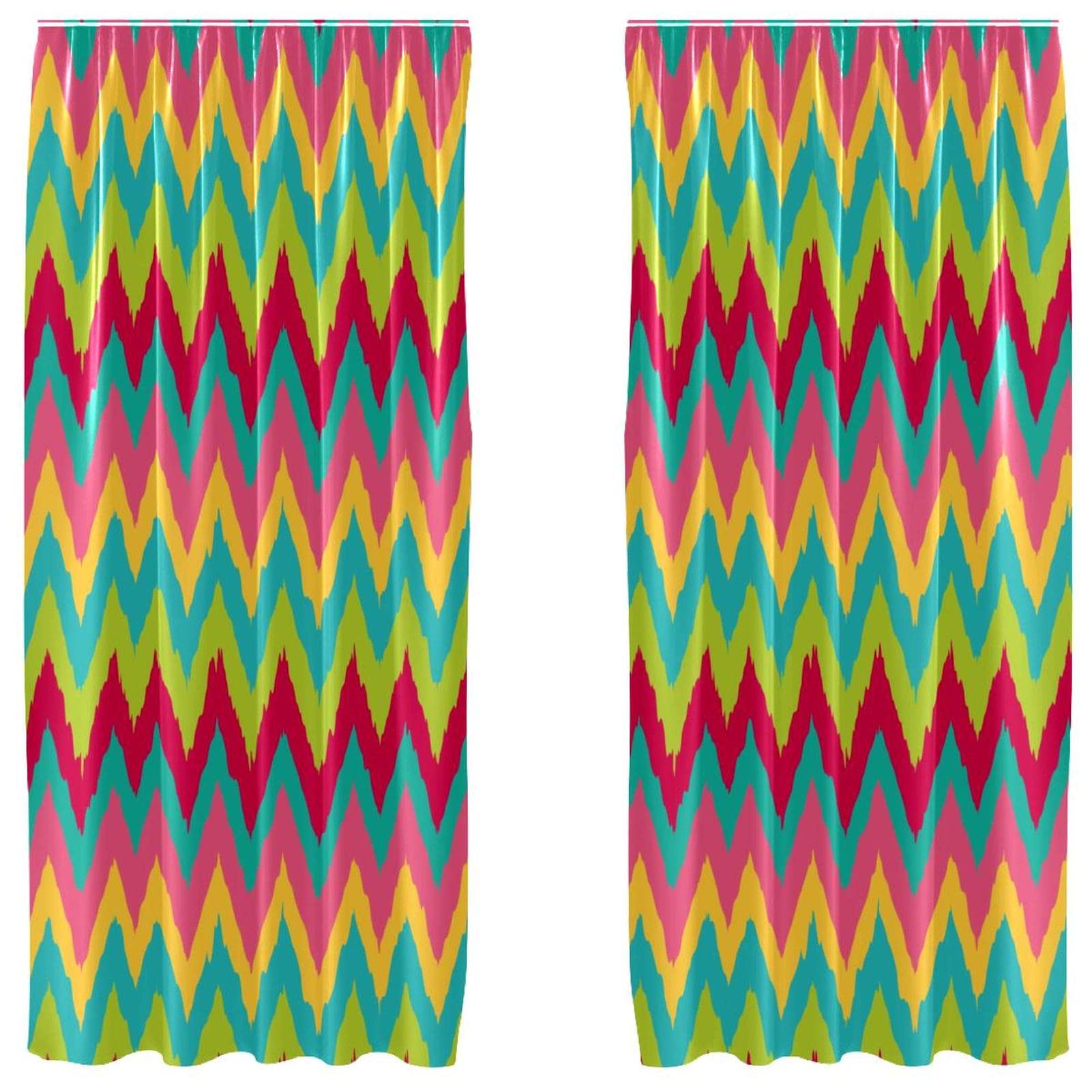 Cortinas opacas Chevron rosa y azul para habitación infantil y dormitorio de 55x84 pulgadas