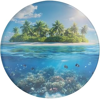 Tropical Island Snorkeling Fish Fridge Magnets Glass Refrigerator Magnets Round Kitchen Fridge Cabinet Decoration