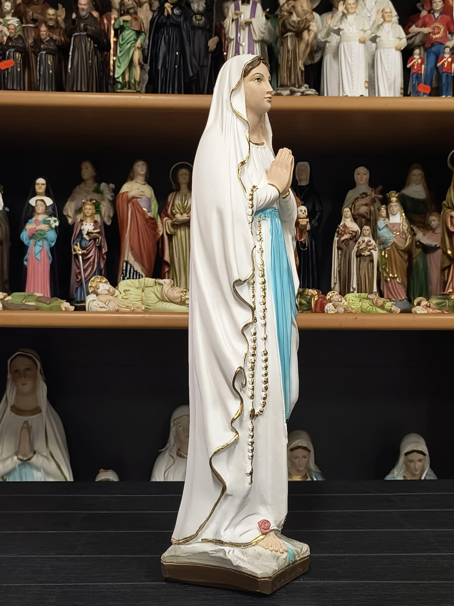 Generico Arte Sacra Caravaggio Statua della Madonna di Lourdes cm 50 (19,68 inches) in marmo resina decorata a mano di produzione artigianale italiana