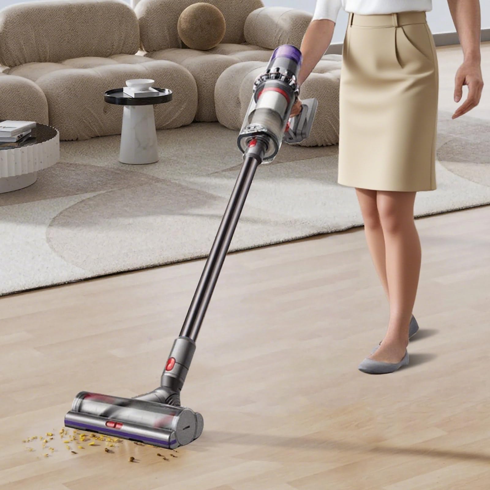 Tube Extension compatible pour Dyson V12 Detect Slim / V10 Digital Slim Aspirateur, Pièce de Rechange Tige Rigide avec Dégagement Rapide Accessoire Rallonge 74cm - Gris
