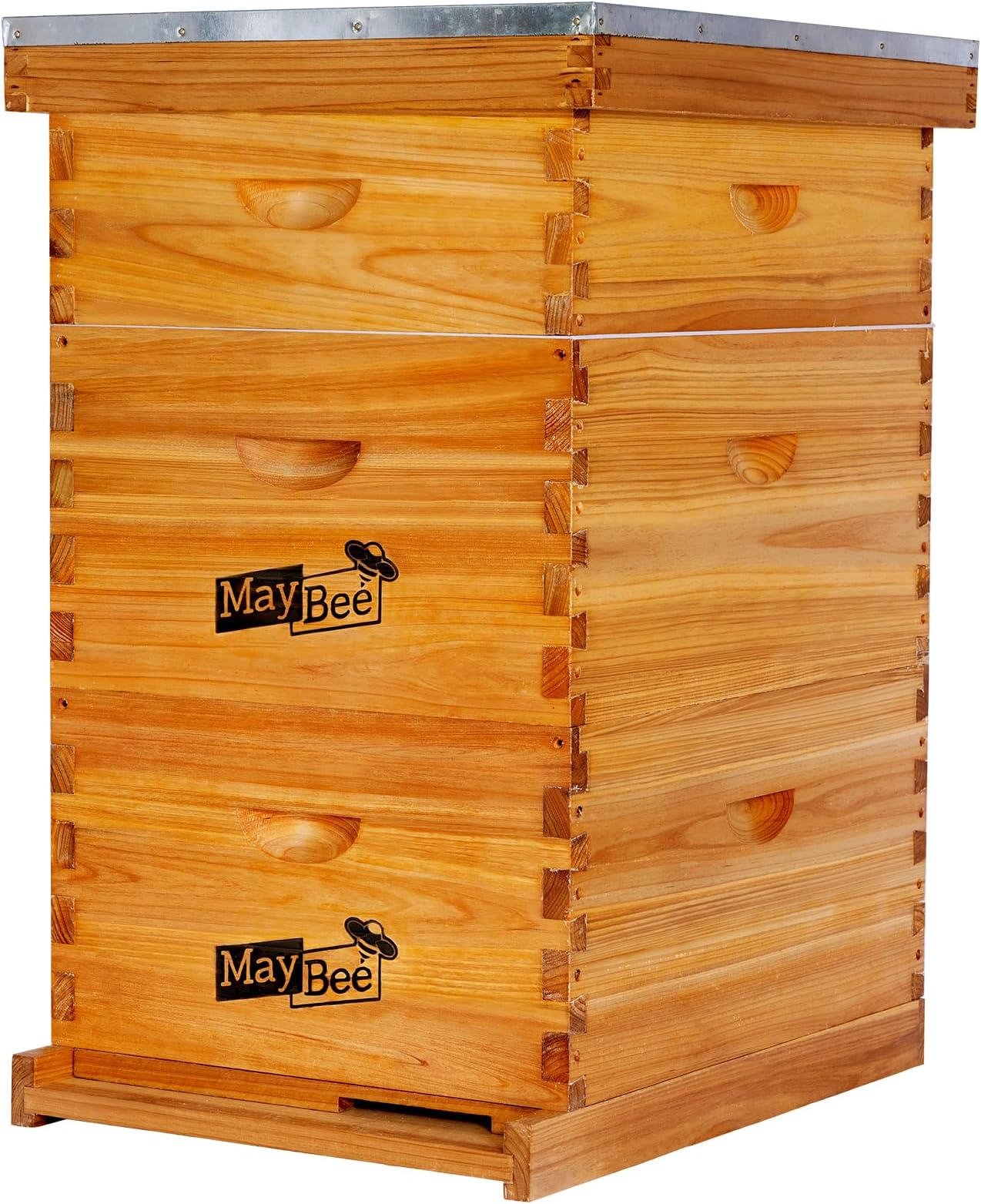 10-Frame Langstroth Beehive Dipped in 100% Beeswax, Complete Bee Hives and Supplies Starter Kit Includes 2 Deep Hive Bee Box and 1 Bee Hive Super with Beehive Frames and Foundation