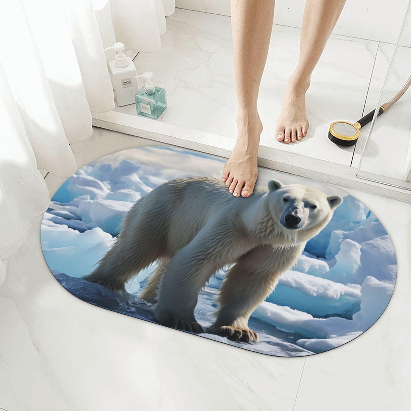 Tapis de bain en pierre évite les flaques d'eau et sèche rapidement 50x80cm