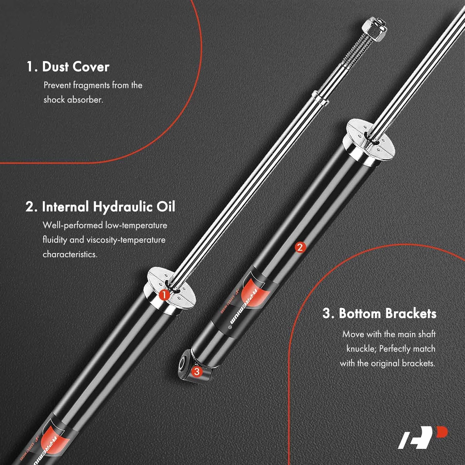 A-Premium Rear Shock Absorbers Compatible with Chevrolet Spark 2013 2014 2015, 2-PC Set