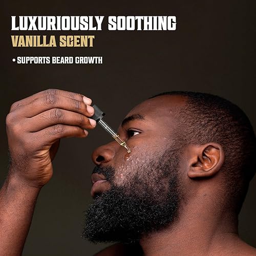 Miniatura 4 de Viking Revolution Aceite de barba de vainilla con especias para hombres, aceite natural para barba con argán y aceite de jojoba, suavizante de
