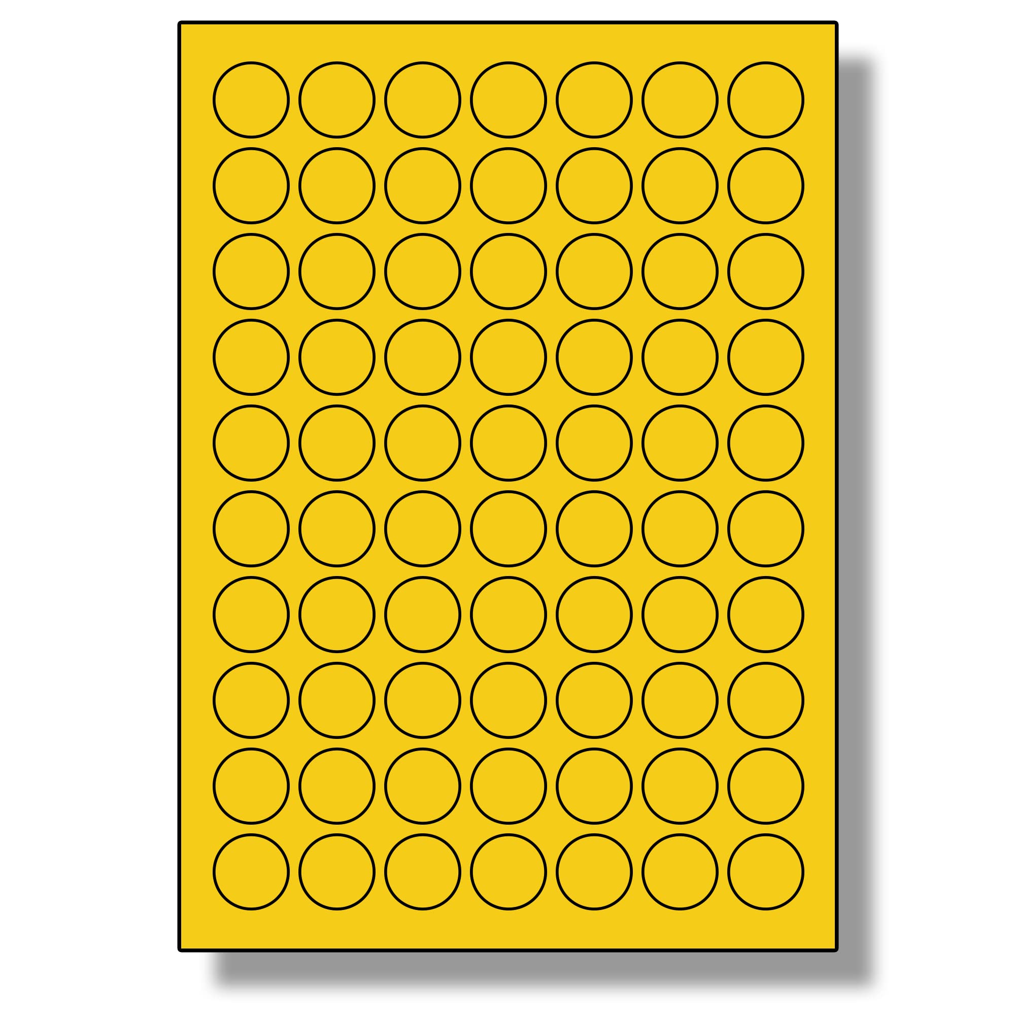 Label Planet® 70 Per Page/Sheet, 10 Sheets (700 Yellow Round Sticky Labels), Matt Permanent A4 Circular Coloured Printable Pricing Stickers, LP70/25RC, 25MM ⌀ Circles, Dots for Colour Coding — image 1