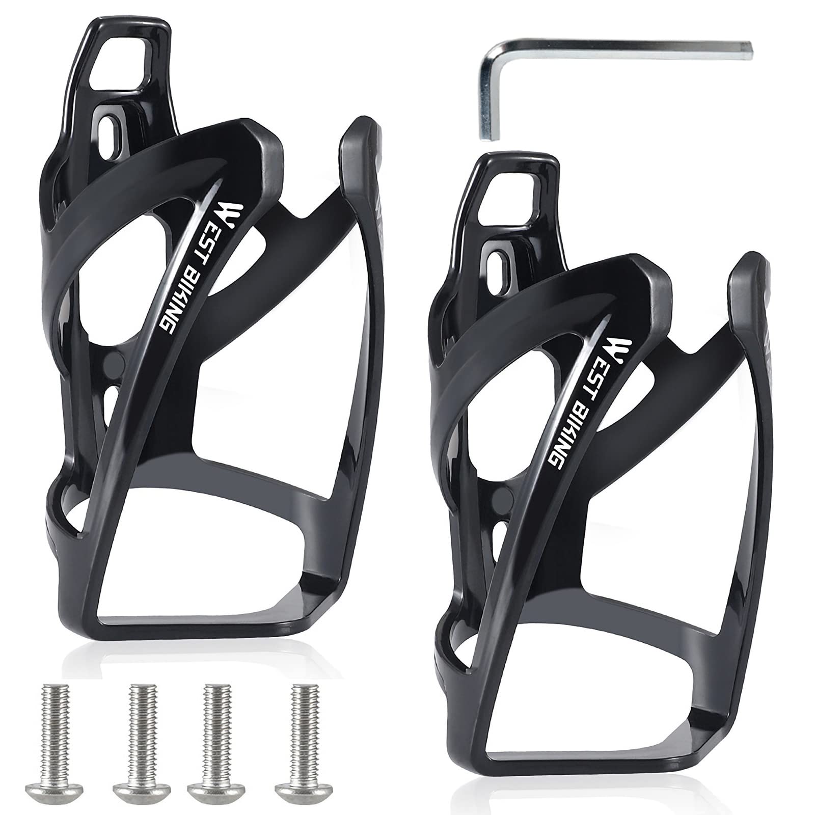 Portabottiglie da bicicletta, versione migliorata, infrangibile, leggero, per mountain bike, bici da corsa, mountain bike (Nero + Nero)