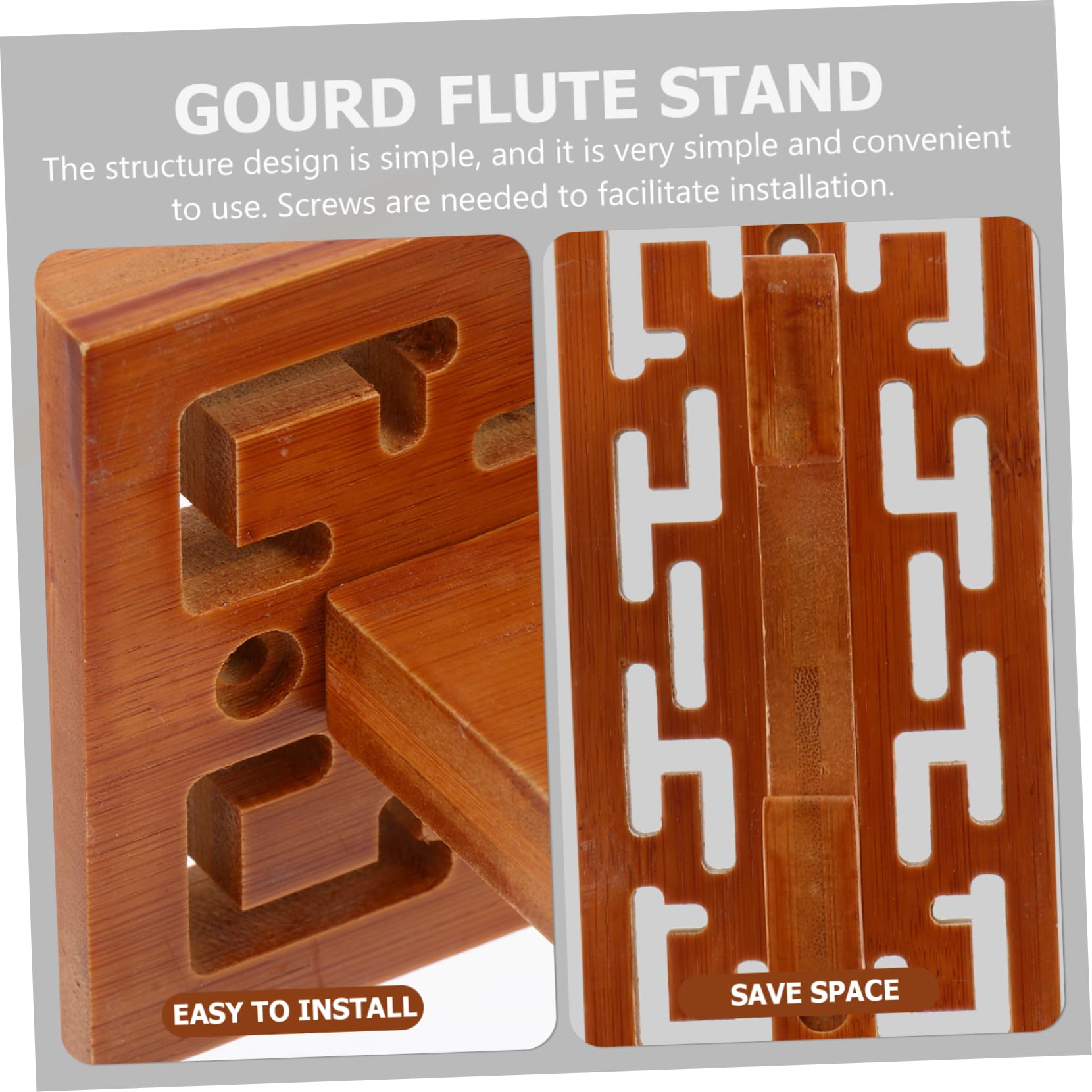 BESPORTBLE 1Pc Wall Mounted Wooden Cucurbit Flute Storage Rack Compact Design for Space Saving Instrument Display Durable and Easy to Install Flute Holder for Organizing Cucurbit