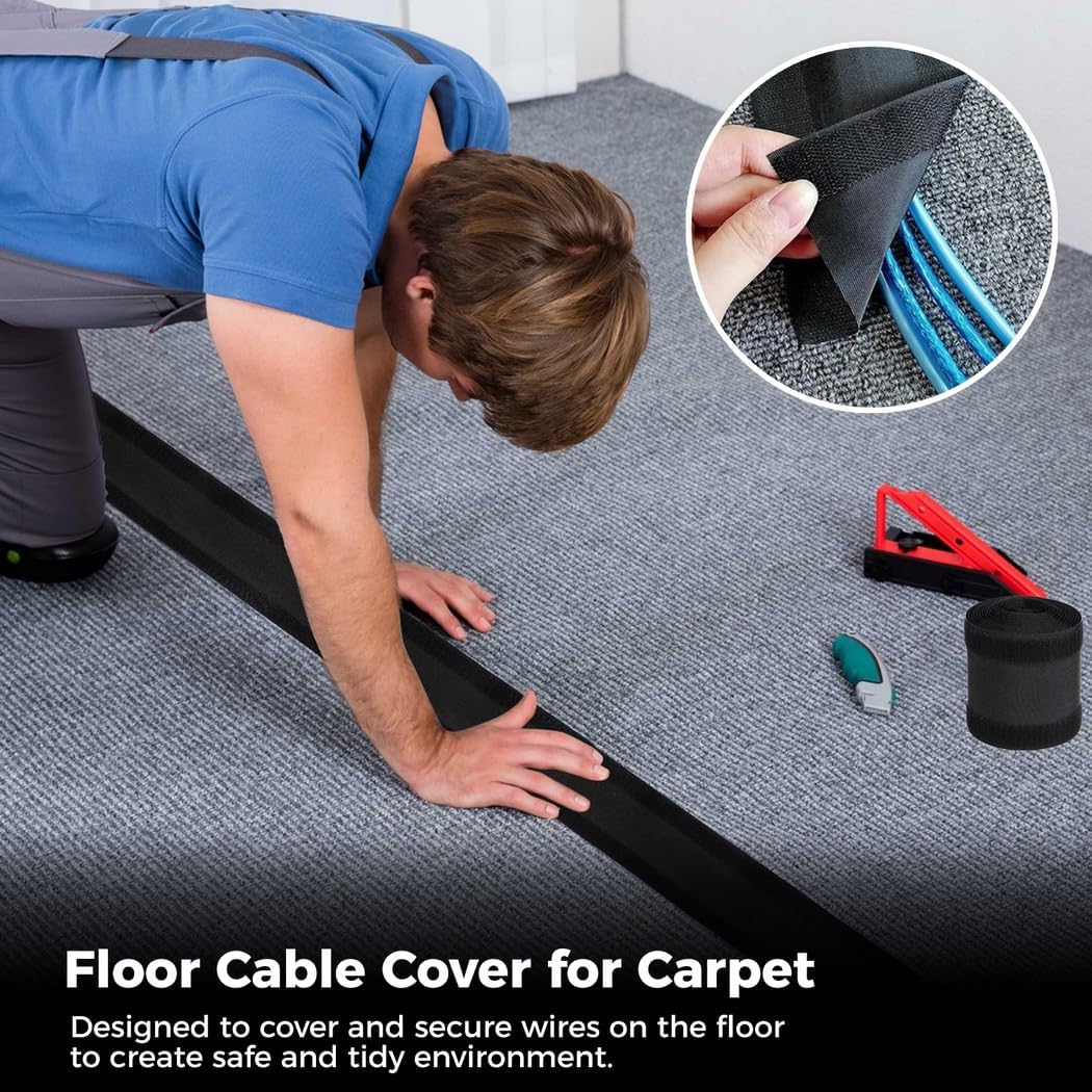 Generic 2 Rolls of 9.8 Feet Floor Cable Cover for Carpet, Carpet Cord Protector, Ideal for Offices, Exhibition, Shopping Malls, Ensures Safe and Organized Cable Management