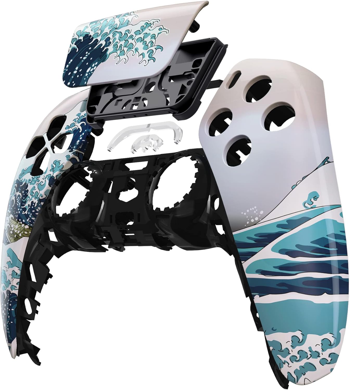 eXtremeRate The Great Wave Touchpad Front Top Shell Compatible with ps5 Controller BDM-010 020 030 040 050, DIY Replacement Shell Custom Touch Pad Cover Compatible with ps5 Controller - Image 3