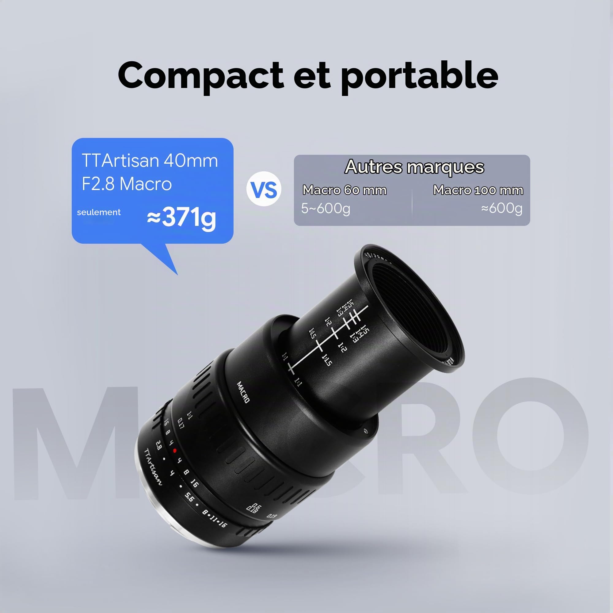 TTArtisan 40mm F2.8 Macro Objectif APS-C Objectif pour Les Portraits de Bijoux, Compatible avec M43