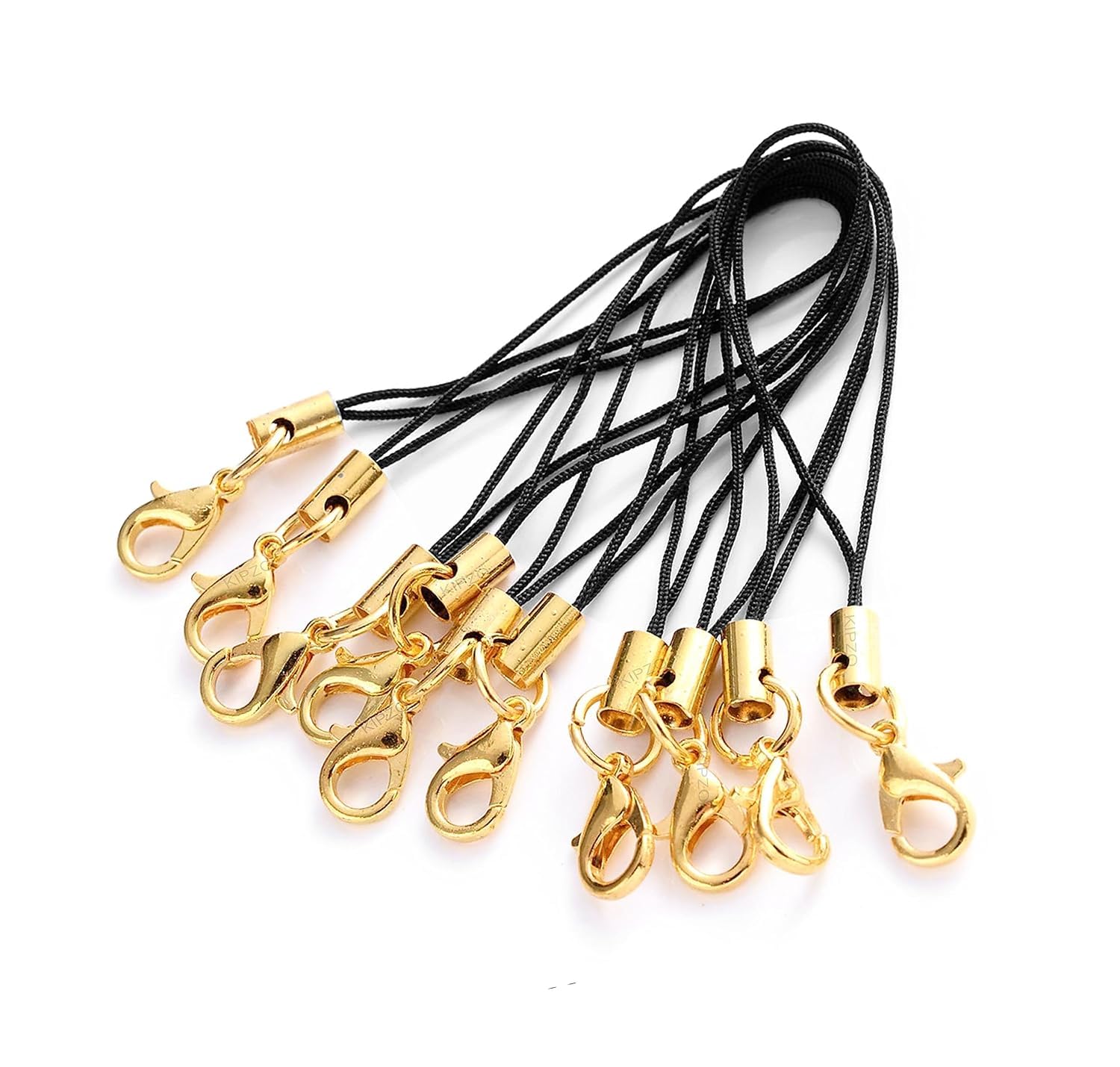 KIPZO® Strong Black Pack of 10 pcs Phone Strap Charm lobster clasp for cell phone Cover keyring Pendrive Badge Holders Charm DIY Jewellery straps thread Ring with Hook smart round zip carry case pouch-picture-36