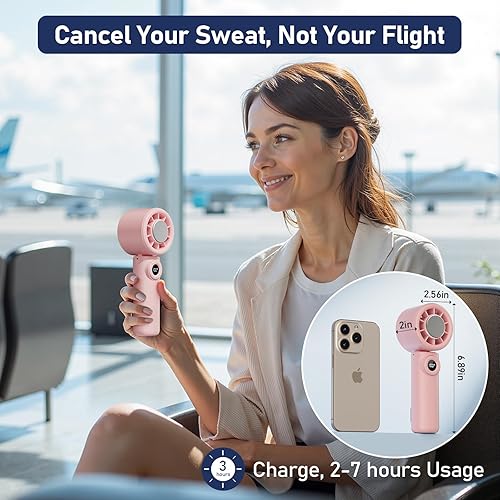 Miniatura 7 de CIVPOWER Ventilador de mano placa portátil de enfriamiento de hielo pequeña, recargable de 4000 mAh, 100 engranajes, turbo de alta velocidad, 10500