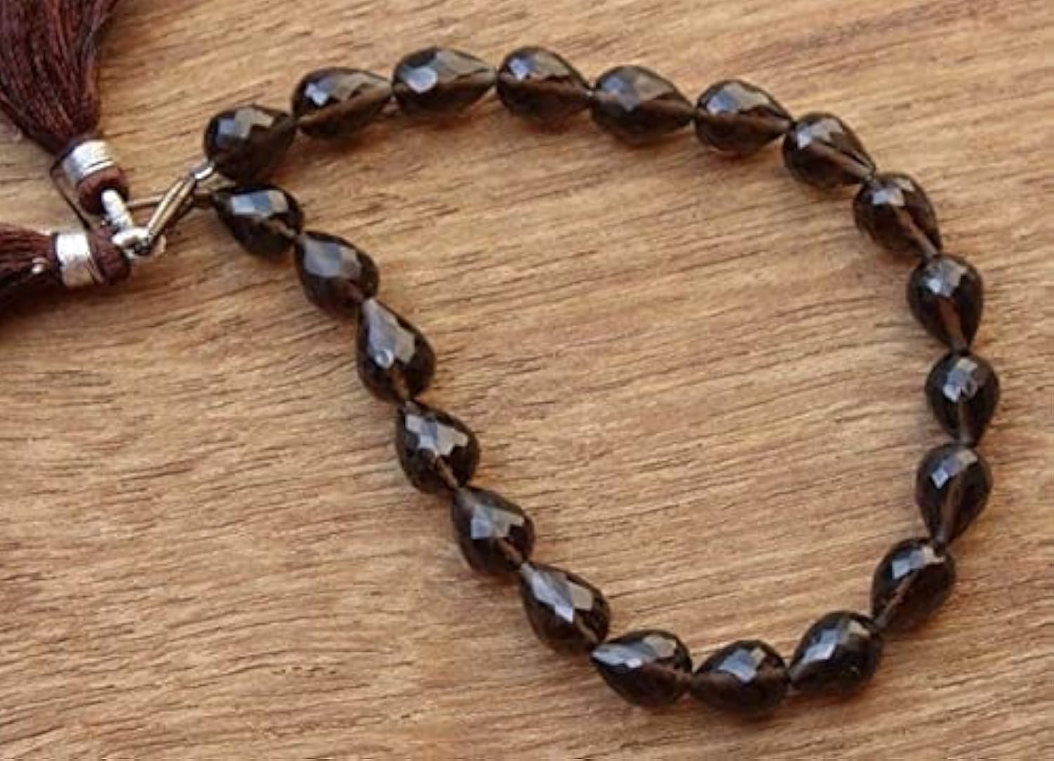 Perles de quartz fumé naturel 9x7 mm goutte briolette facettée LKBEADS
