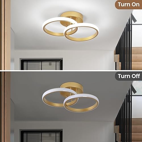 Miniatura 4 de CANEOE Lámpara LED para pasillo, 6000 K, luz blanca fría moderna de techo, lámparas de techo cuadradas doradas para pasillo, sala de estar,