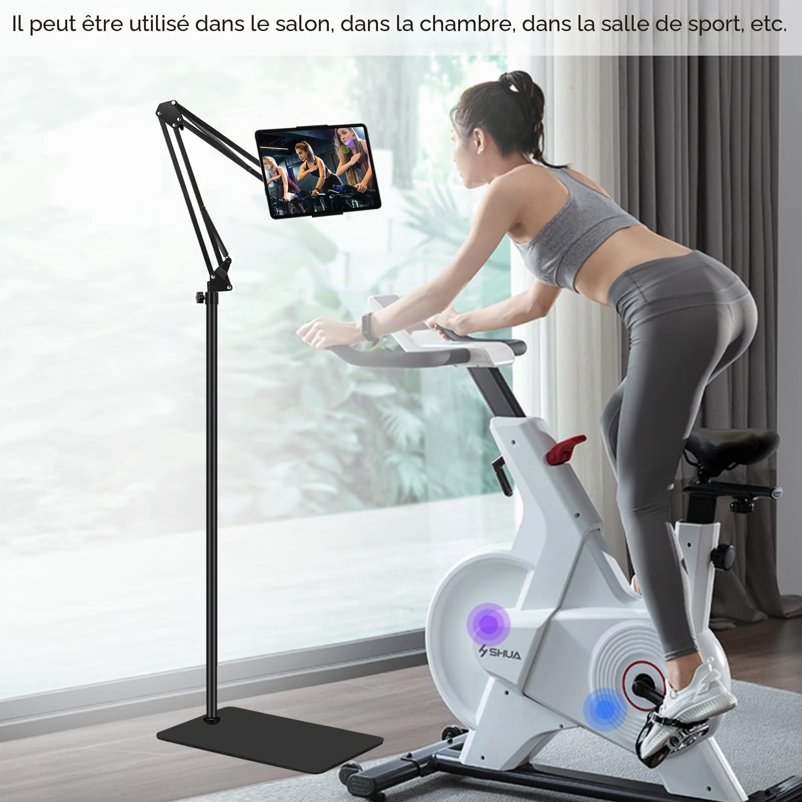 SAMHOUSING Support pour Tablette，Support de Tablette réglable Universel Rotatif à 360 degrés en métal pour iPad/iPhoneX/iPad Pro ou Autres appareils de 4,7 à 12,9 Pouces
