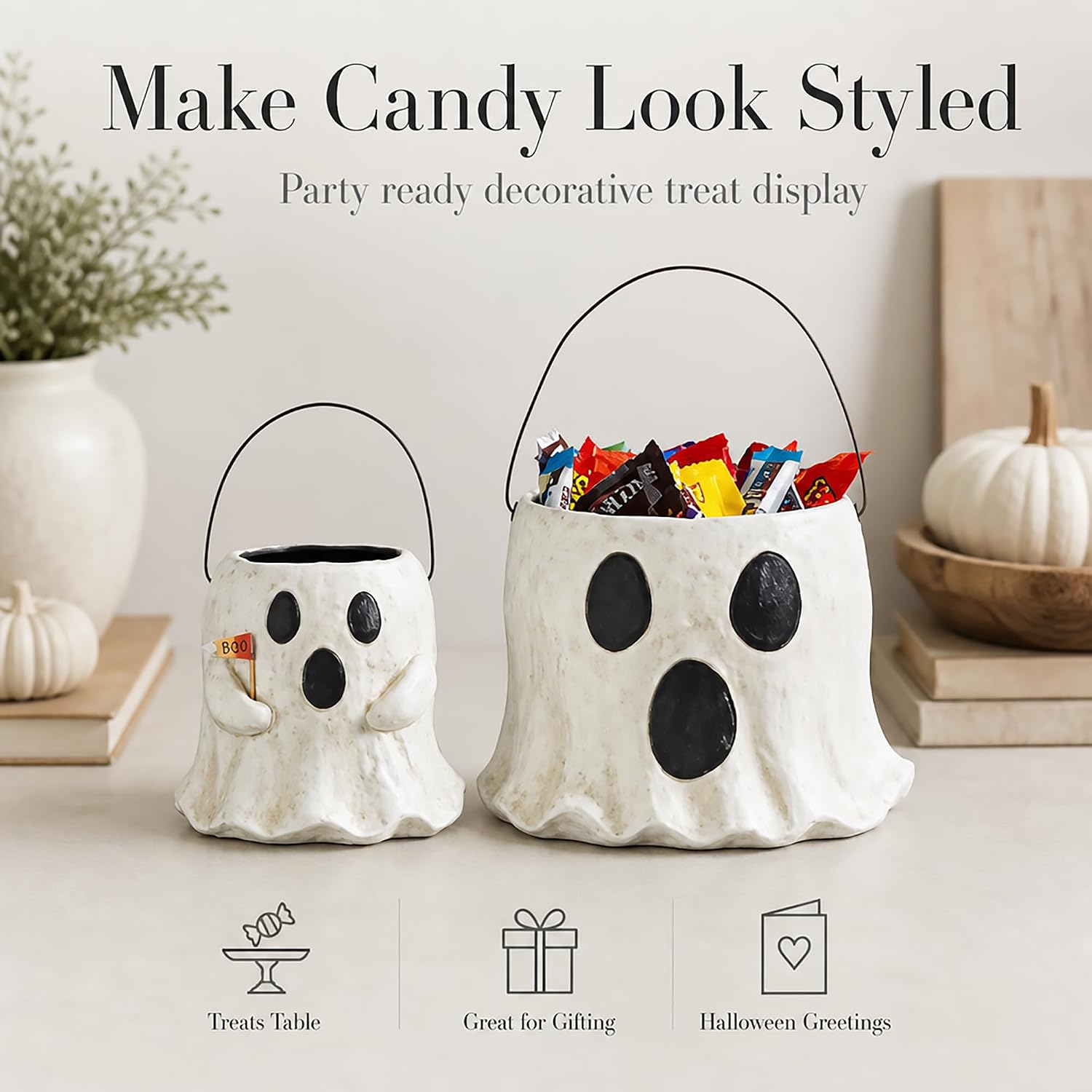 Mud Pie Paper Mache Halloween Treat Buckets