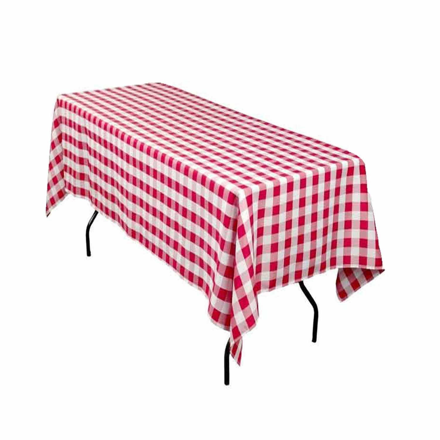 KS LINENS Rectangular Checkered Tablecloth 60x120 Inches (Multiple Colors Available) (Red/White)