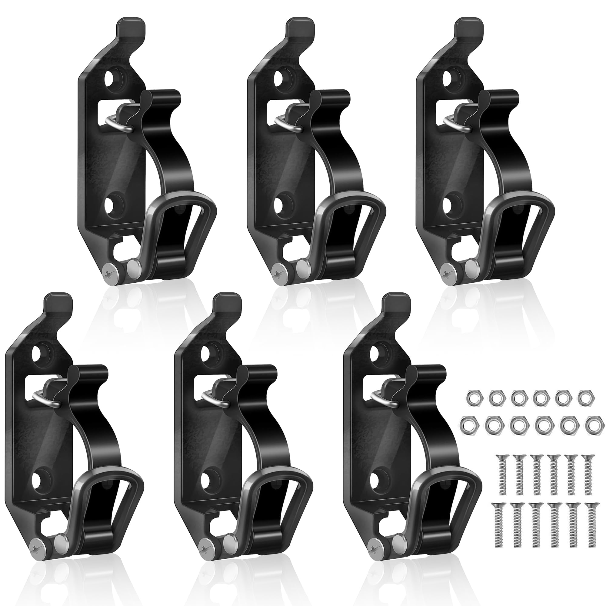 Supports de Pelle pour Galerie de Toit: 6 Pièces Support de Pelle Accessoires Camion avec Vis et Écrous pour Porte-Bagages de Camion Voiture Bateau Outils (Noir)