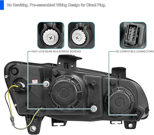 Miniatura 4 de Spec-D Tuning Tira de luces LED para proyector, color negro, compatible con Pontiac G8 2008-2009, conjunto de faros delanteros izquierdo + derecho