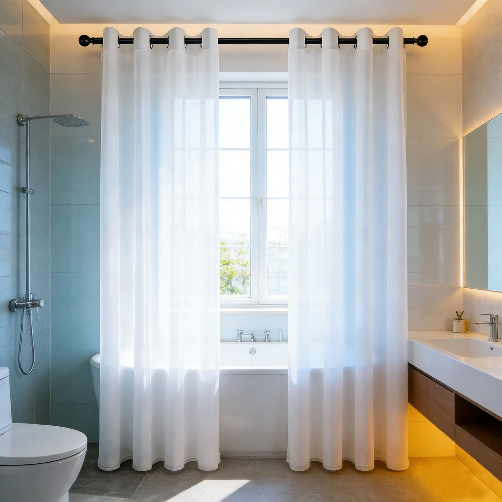 Rideaux voilages blancs 150x175 cm translucides et anti-UV pour la maison