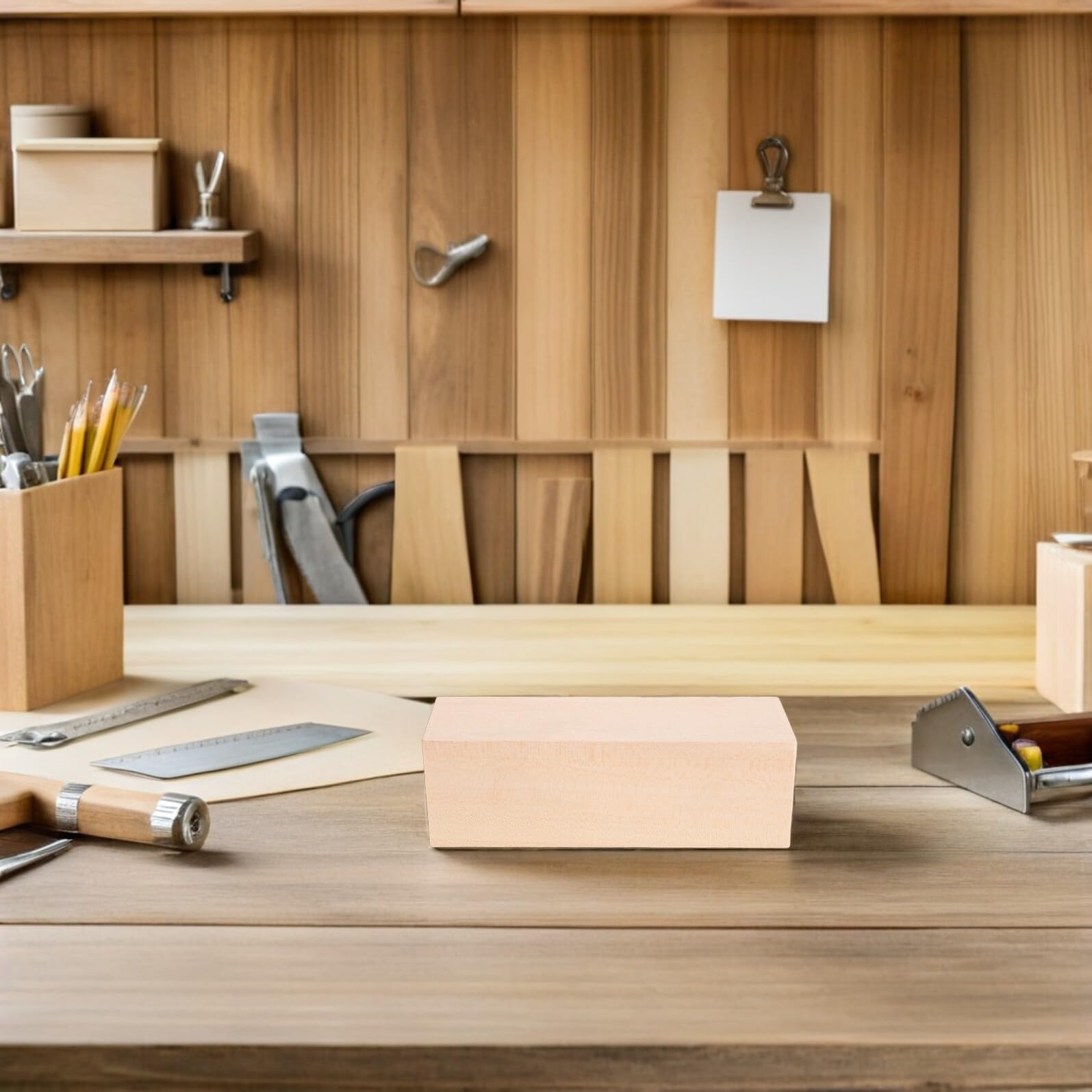 NUOBESTY 6 Szt. Sztuk Naturalnych Bloków Do Rzeźbienia z Drewna Basswood Prostokątne Wygładzone Nieoszlifowane Kostki Do Projektów Artystycznych Malowania i Dekoracji DIY