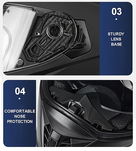 Integrated Flip Up Front Motorbike Helmets ECE Approved Anti-Fog Dual Visors Crash Racing Motorcycle Modular Helmet Noise Reduction Ventilation Men Women 7,M55-56CM