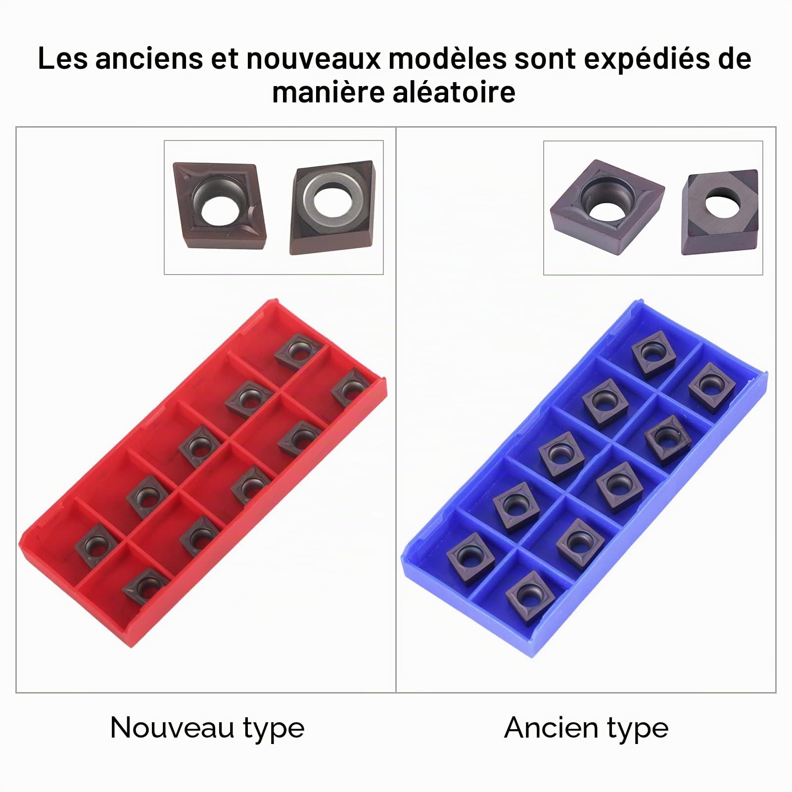 Fraises à plaquette en carbure 10 pièces, pointe en carbure CNC à haute dureté Inserts lame CCMT09T304 VP15TF, avec boîte, pour le traitement de l'acier 45, de l'acier A3, d'autres matériaux