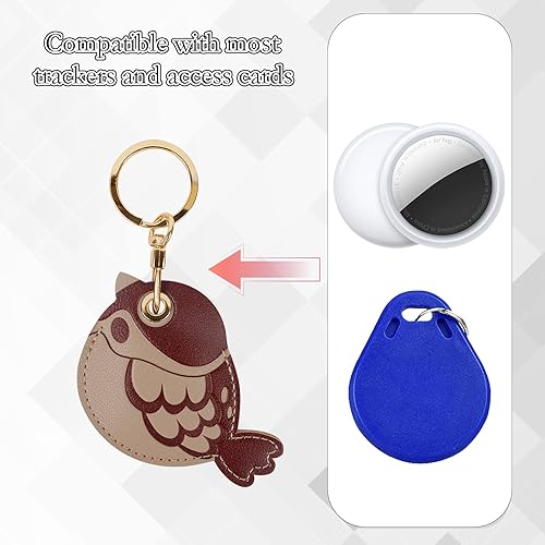 Miniatura 239 de Funda de cuero compatible con Apple AirTag, rastreador de llavero GPS Airtag con llavero, cubierta protectora antiarañazos para AirTag