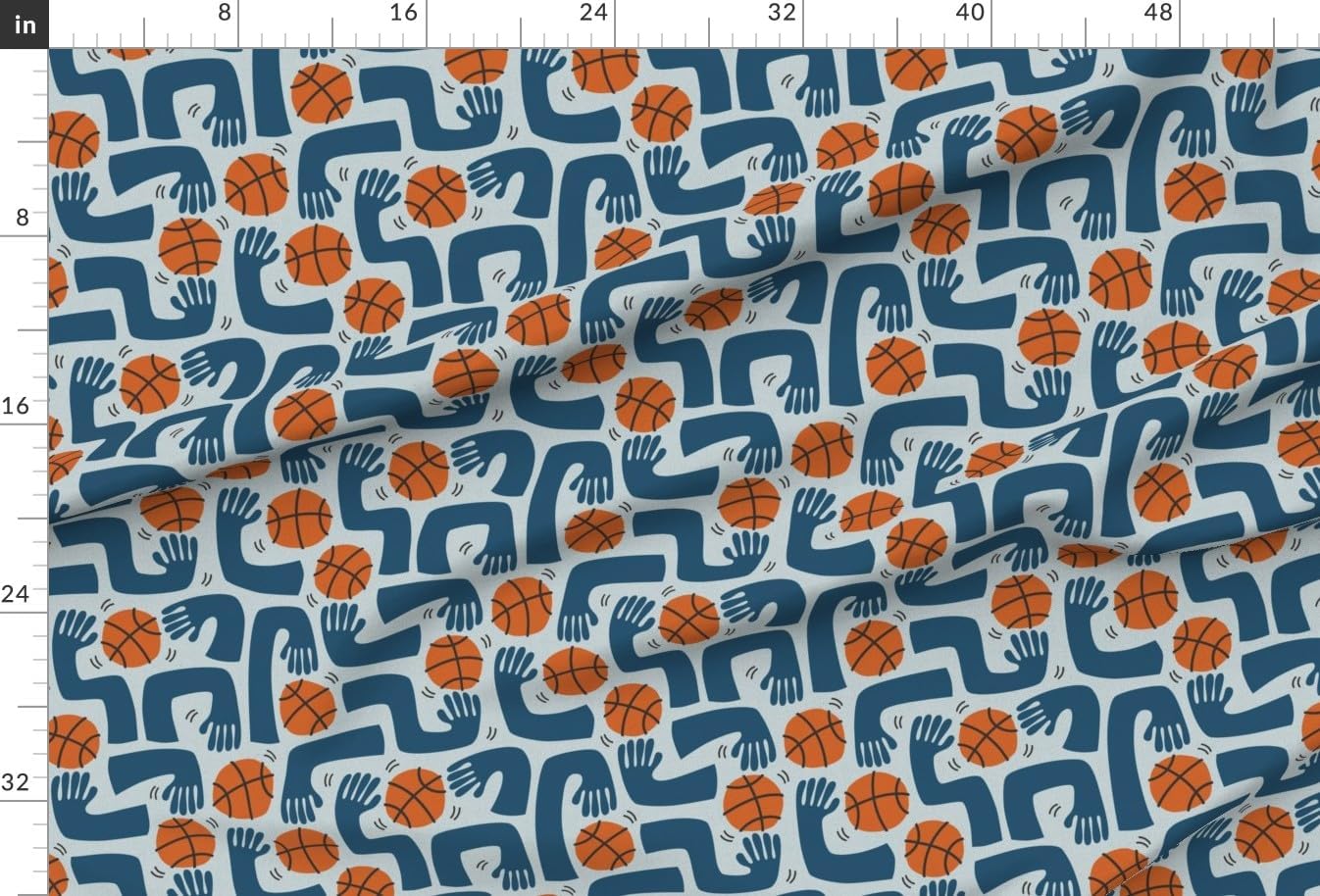 Spoonflower Fabric - Modern Basketball,Abstract Printed on Organic Cotton Sateen Fabric by The Yard - Sewing Quilting Apparel Home Decor