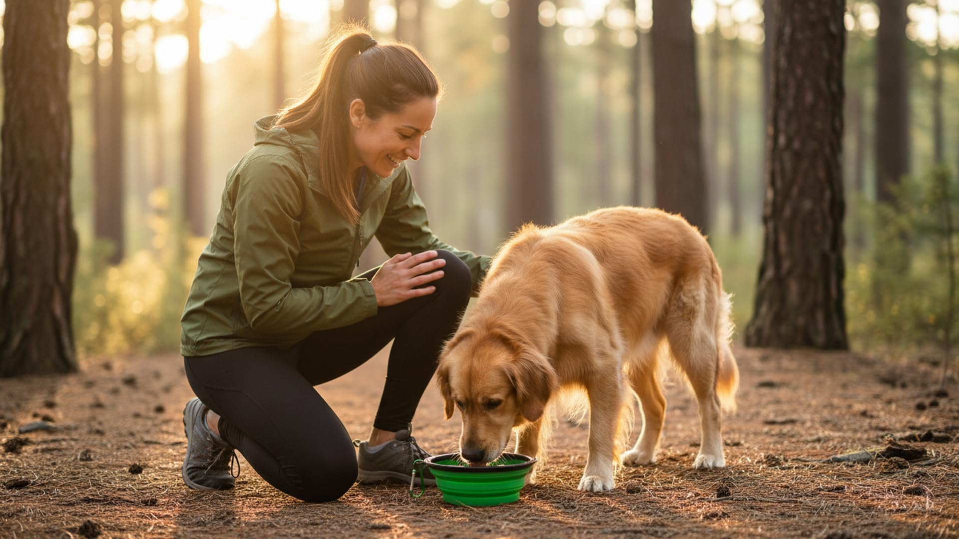 Silikon Faltbarer Haustierfutter Wasser-Futterspender Faltbarer Reisenapf für Hund und Katze, Outdoor Tragbar (Grün)