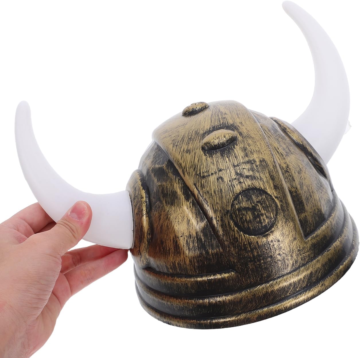 Toyvian 2 Pcs Viking Helmet: Plastic Buffalo Ox Horns Hat, Warrior Costume Hat for Kids - Lightweight & Comfortable - Viking Helmet for Kids Halloween Cosplay Costume Party Favor(Golden)