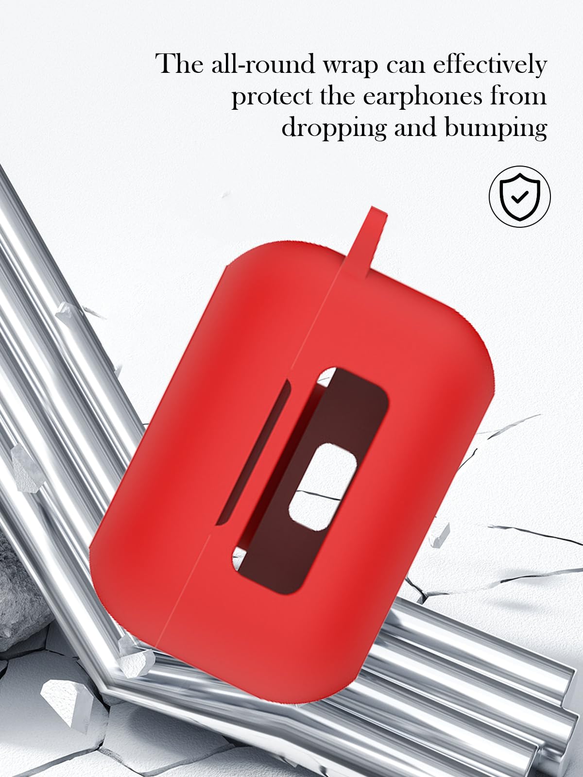 Funda para auriculares inalámbricos TOZO NC9 híbridos con cancelación activa de ruido, protección suave, funda de silicona BOVUGAC con llavero, kit de limpieza y cordón, color rojo