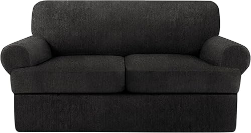 Miniatura 32 de Fundas para sofá de 3 piezas con cojines en forma de T, funda elástica para sofá, fundas para muebles con 2 fundas individuales para cojines en Azul