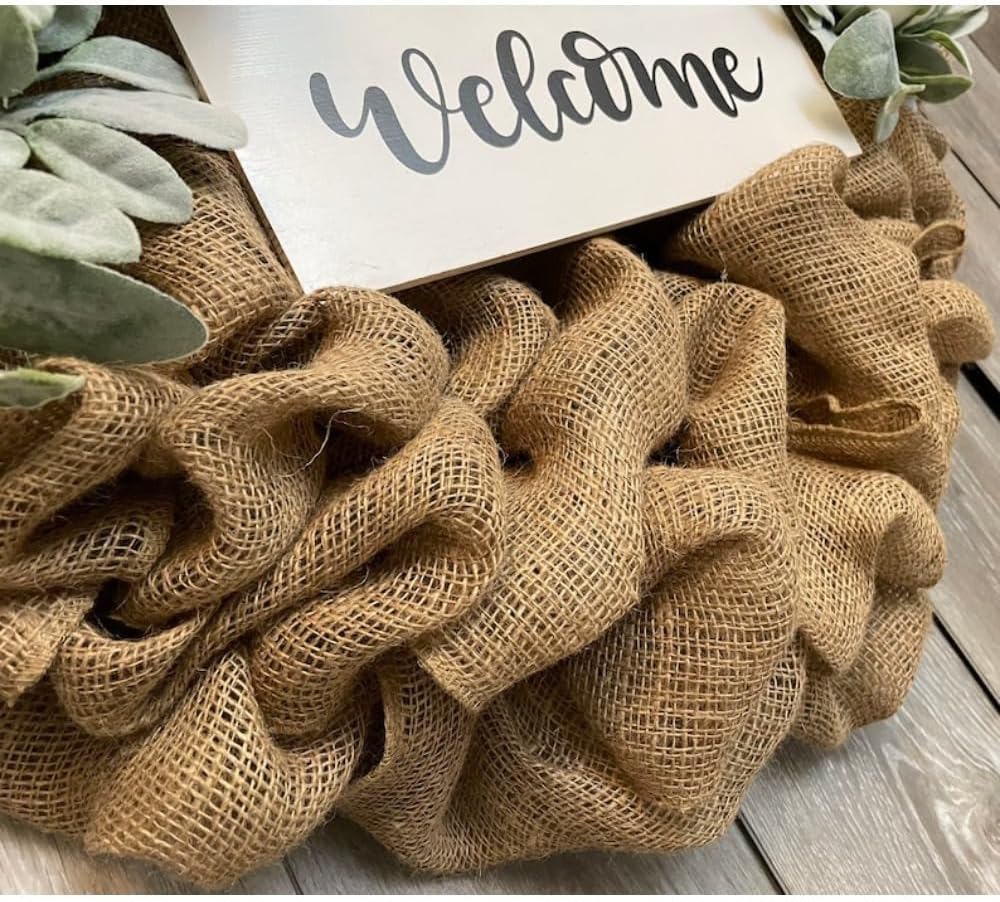 Extra Large Fall Wreath, Buffalo Plaid Farmhouse Wreath with Burlap and White Pumpkins, 30 Inch Rustic Indoor Outdoor Autumn Door Decor