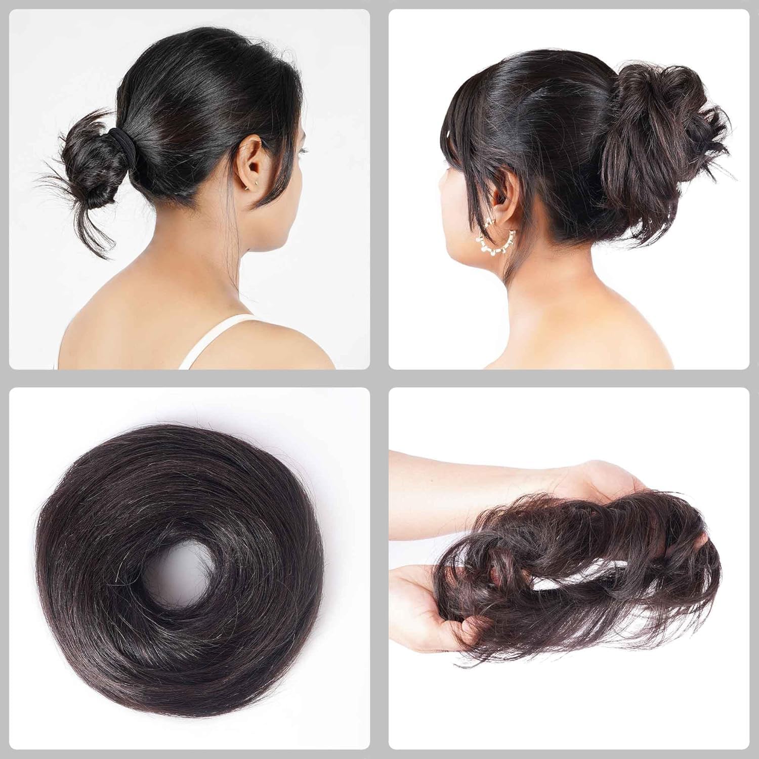 Bun Scrunchie | High Density Human Hair Bun Extension | Natural Brown