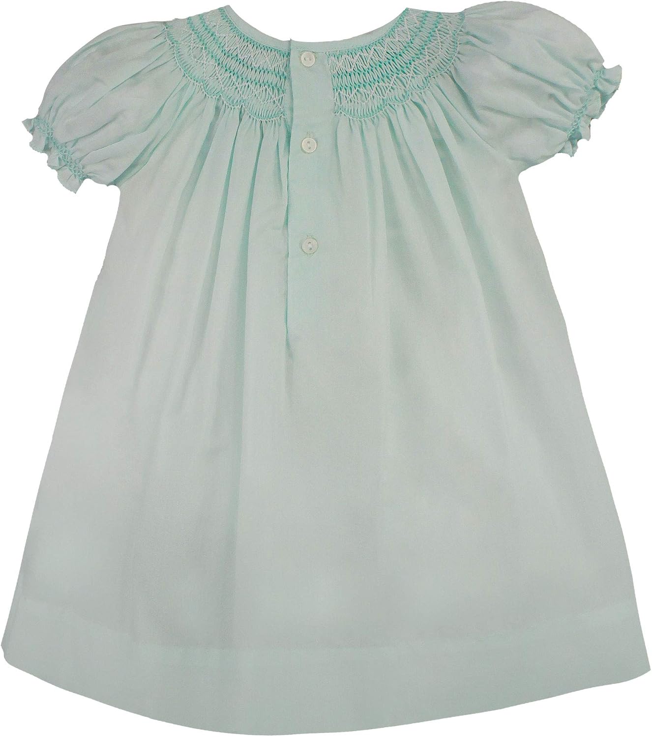 Petit Ami Baby Girls' Bishop Smocked Daygown with Pearls, Newborn, Mint