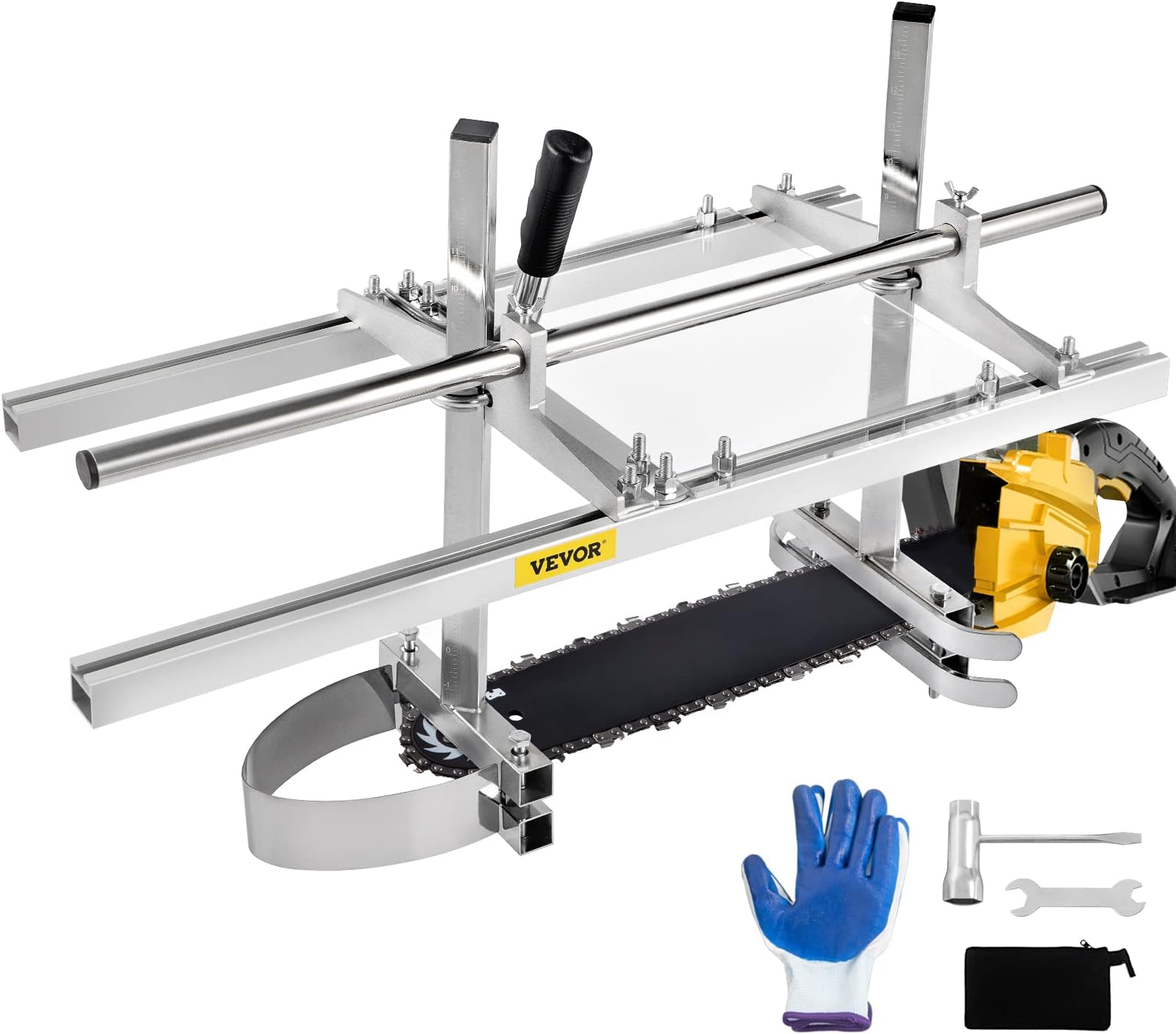 Popsport Chainsaw Mill Planking Milling 14 to 24 Inches Guide Bar Wood Lumber Cutting Portable Sawmill Aluminum Steel Chainsaw Mill for Builders and Woodworkers