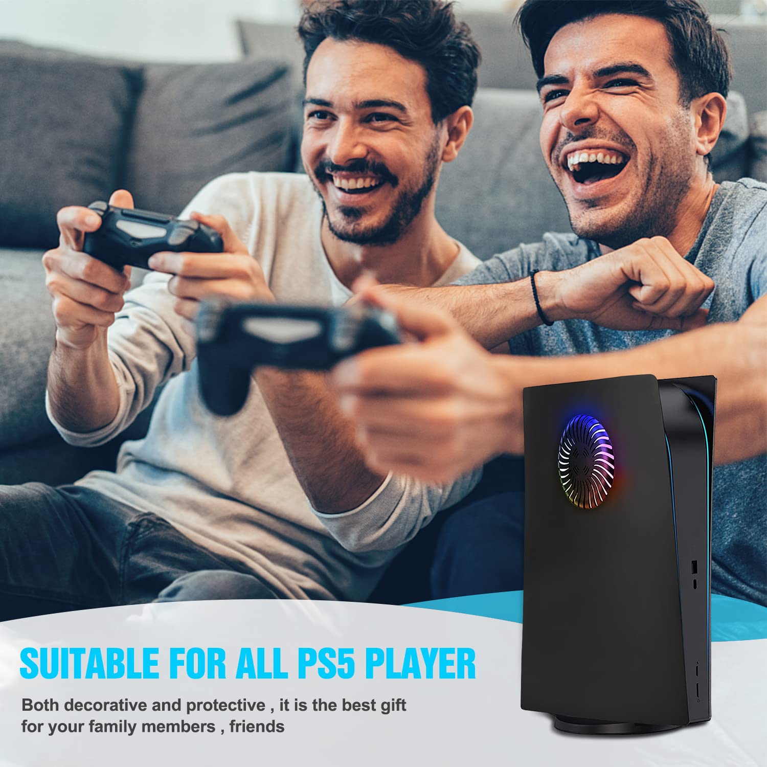 Sternstunde PS5 Faceplate Cooling Version für PlayStation 5 Disc Edition - Harte stoßfeste Abdeckung - PS5 Ersatz Seitenplatte -PlayStation 5 Zubehör - Schwarz