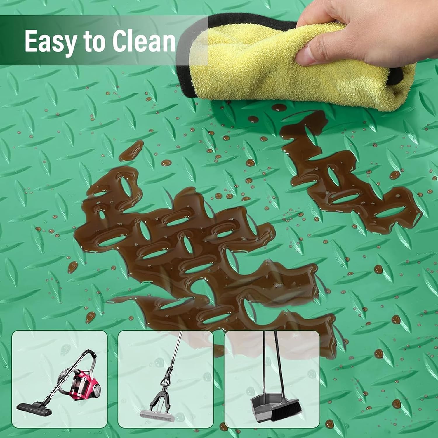 Non-Slip Diamond Texture Car Floor Mats - Durable PVC Garage Mat for SUVs, MPVs, Pickup Trucks, RVs - Yellow 2mm, 2x1m - Heavy-Duty Waterproof Protection,Yellow,2mm 2×1m