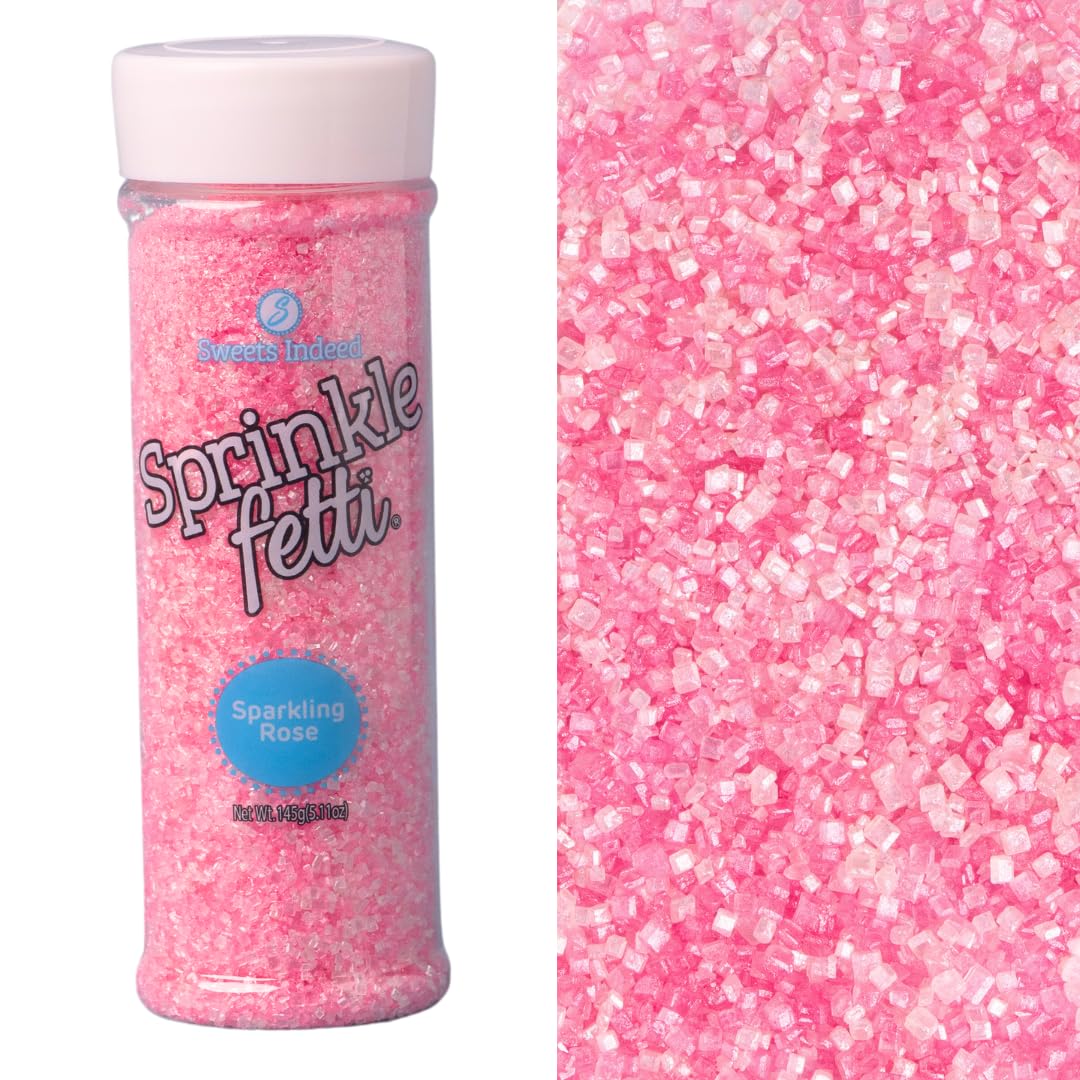 Sweets Indeed Sprinkles, Edible Sprinkle Sugar Mix, Perfect for Cake Decorations, Baking, Ice Cream, Cookies, Cupcake Topper, 5 ounces (Pink Sugar)
