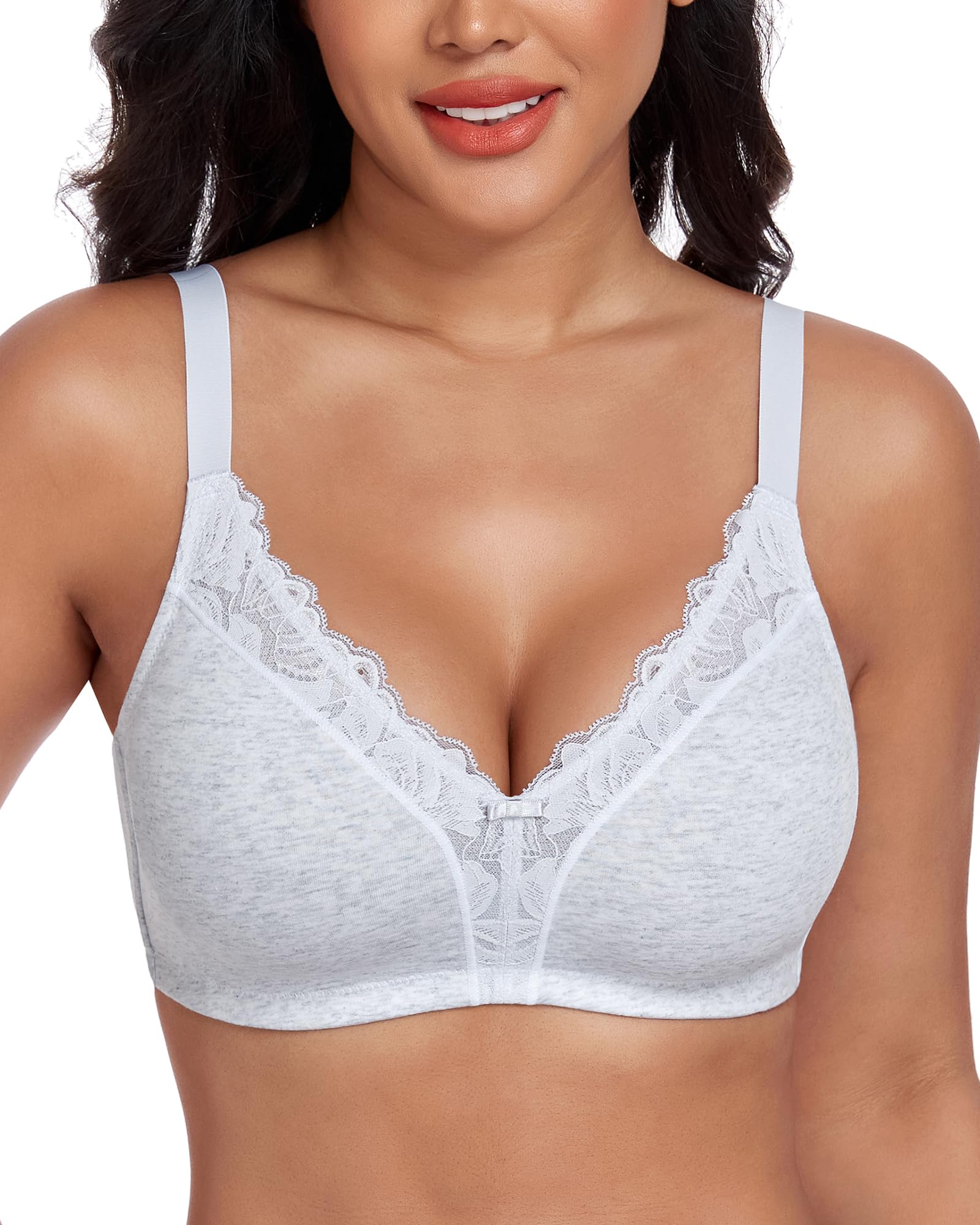 DotVol Damen Baumwolle BH Ohne Bügel mit weichen Cups Vollschallen Spitzenbesatz Größe Größen Unterwäsche Bequem