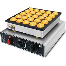 KOOTEN Mini Dutch Pancake Maker, Commercial Electric Pizzelle Maker, 110V Mini Pancakes Machine with Timer, 25pcs Muffin Waffle Maker for Restaurant and Home