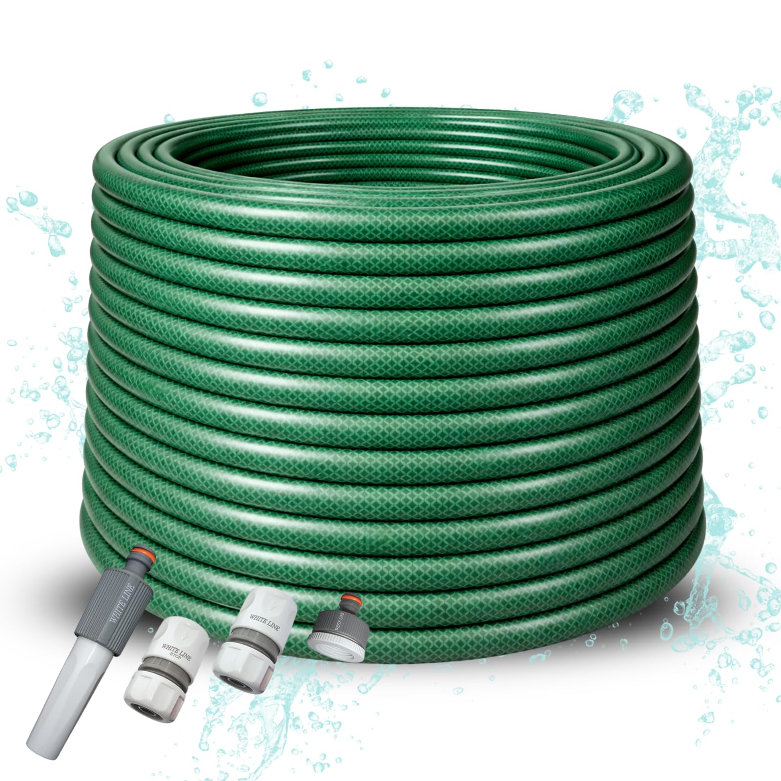 Premium Gartenschlauch 1/2 Zoll 20m 30m 50m – flexibler Wasserschlauch, knickfest & langlebig – UV-beständig – ideal für Gartenbewässerung (Grün, 1/2 Zoll 100M + Anschlüsse-set)