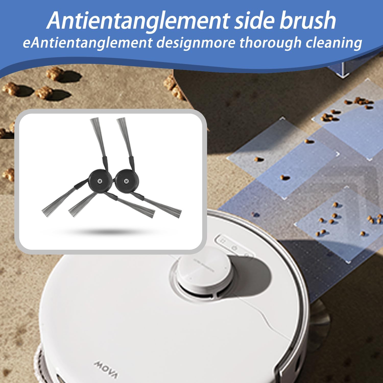 Replacement Accessories Kit Compatible with Mova P10 Pro Ultra/P50 Pro Ultra Robot Vacuum Cleaner Parts,Include 1 Tri-Cut Detangling Roller Brush,4 Filters,6 Side brushes,6 Mop Pads,6 Dust bags